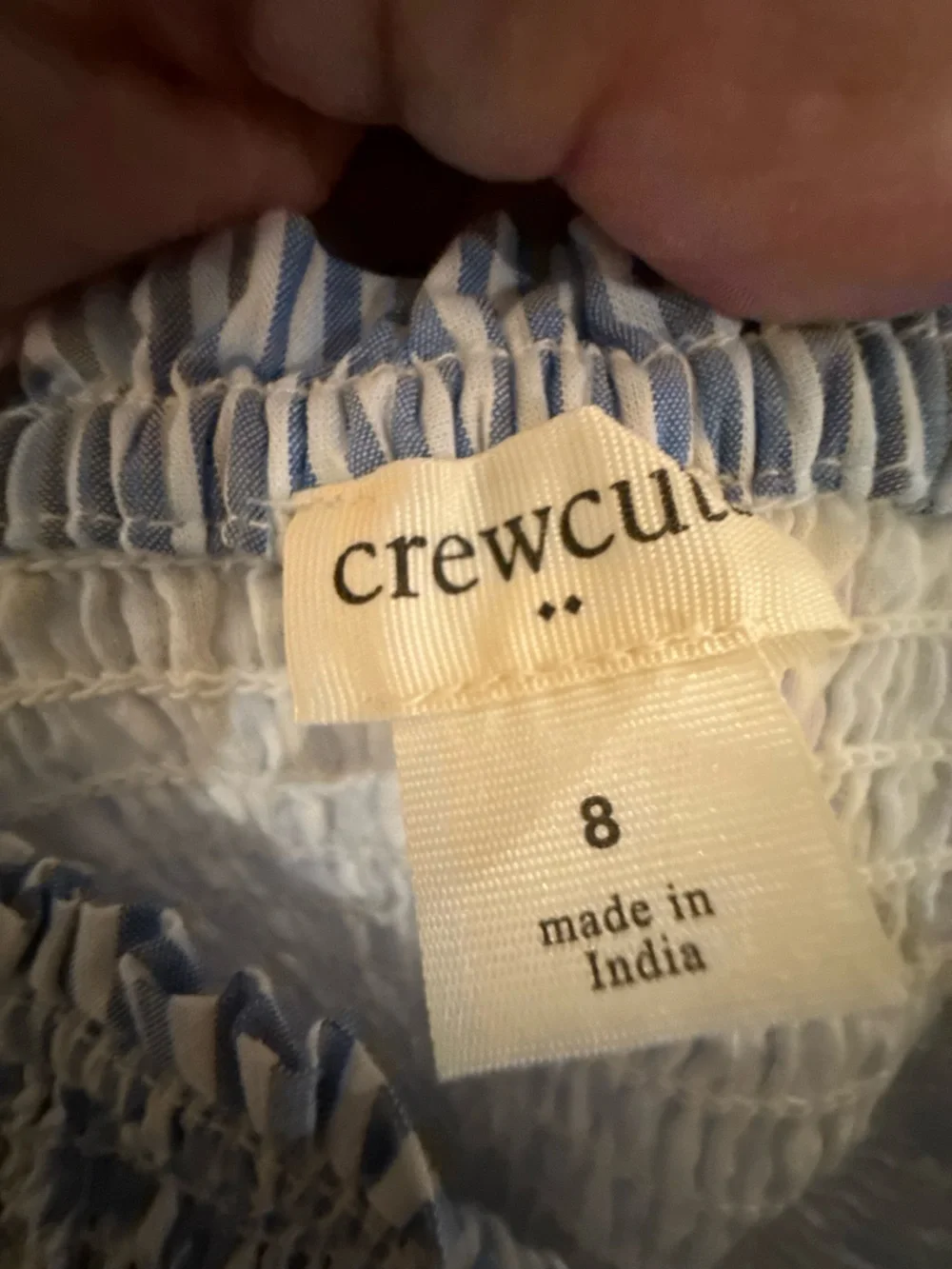 JCrew crew Cuts Girls' striped ruffle-sleeve tiered dress Blue and white sz8
